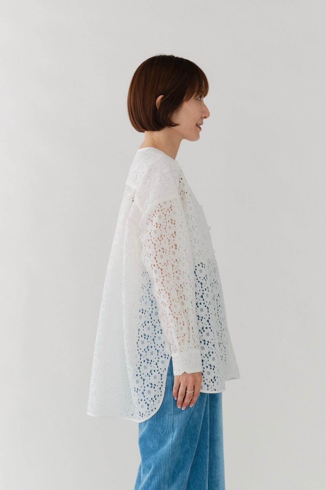 Yori フロッキーレースシャツ【2025AW】白 フリーサイズ