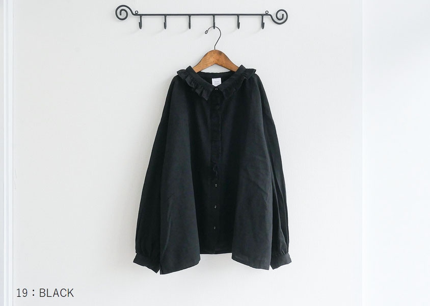 ista-ire（イスタイーレ）＊ラミーリネンコットンフリル衿ブラウス(2色