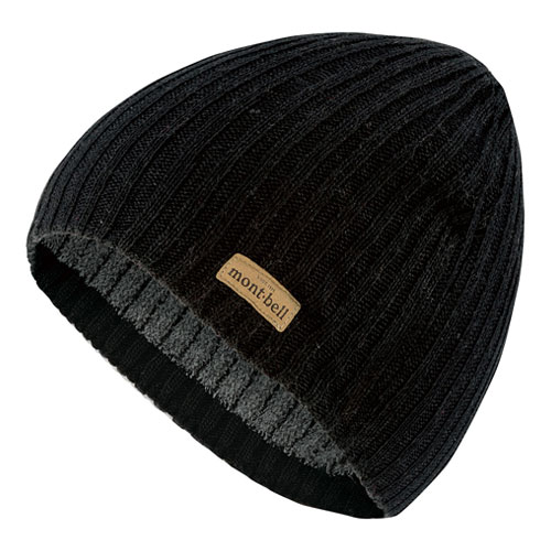 mont-bell ネイビーリブ編みセーター 肘パッチ付き ミッテルレギ