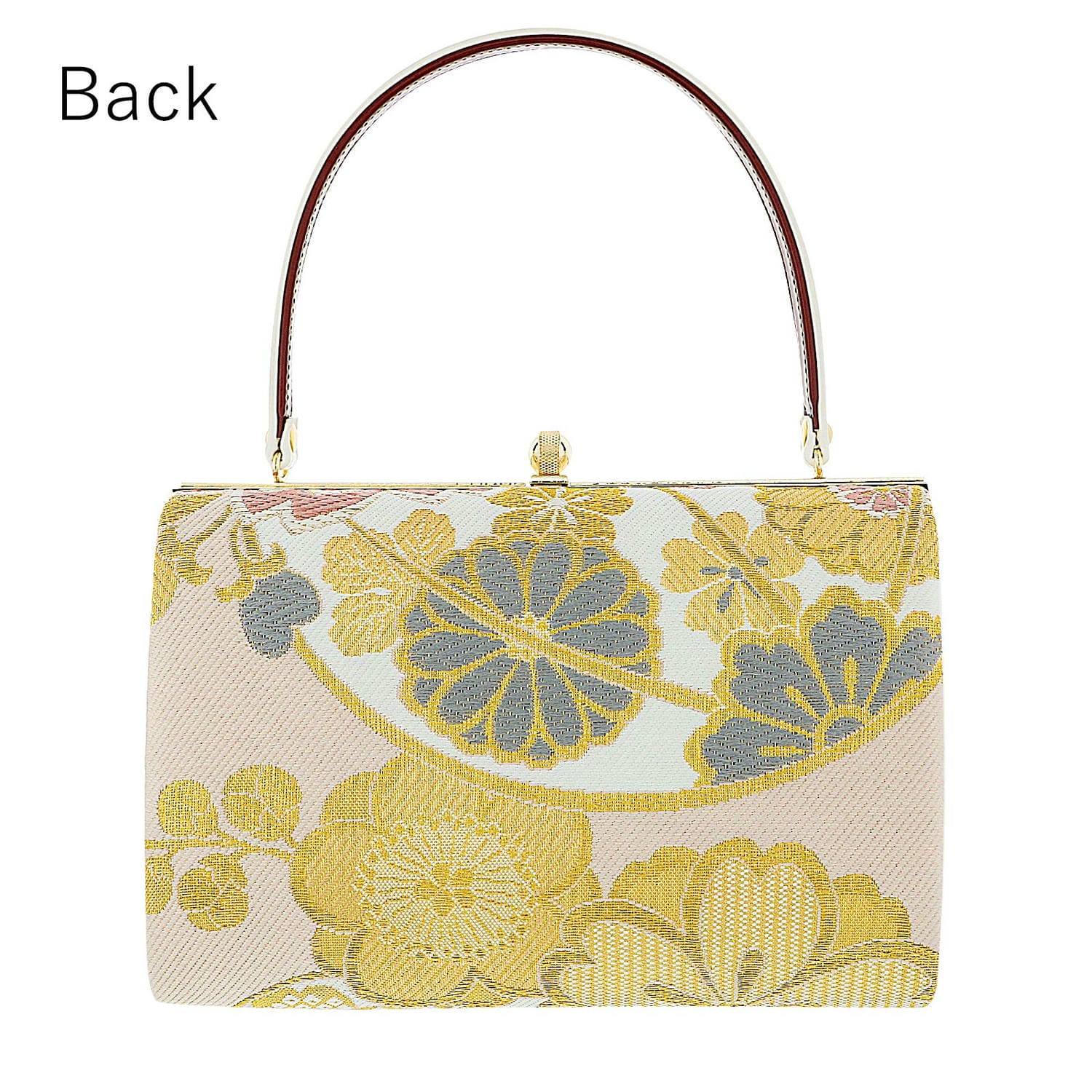 草履バッグセット「白 ピンクベージュ 八重桜に梅菊」LLサイズ 日本製