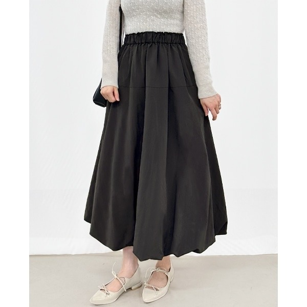 スカート 『ナイロン ウエストタックバルーンスカート チャコール