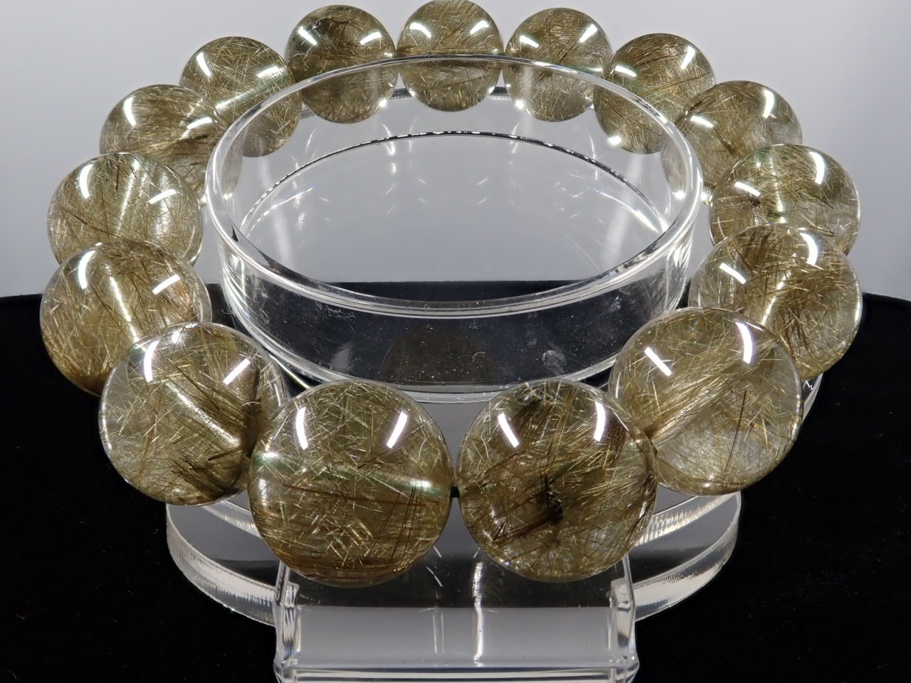 グリーンルチル（二酸化チタン） ブレスレット 14.5㎜ 5A | 天然石