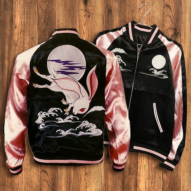 Mサイズ]月兎柄刺?墸スカジャン｜横須賀スカジャン専門店【エムシー