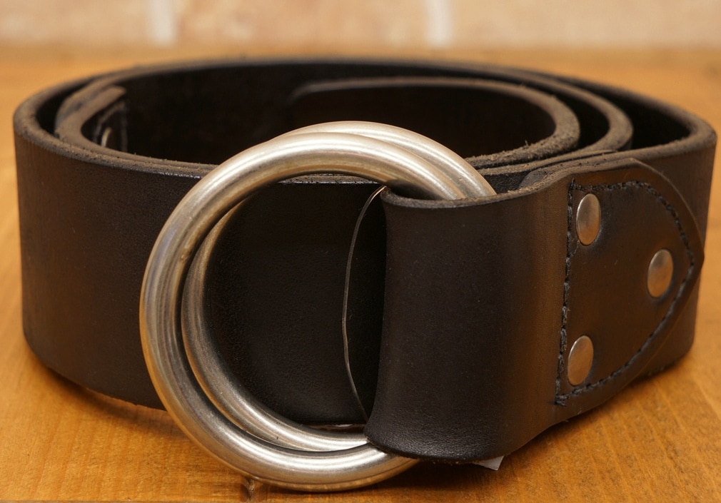 ダブルアールエル) RRL 米国製 レザー ダブル Oリング ベルト ブラック