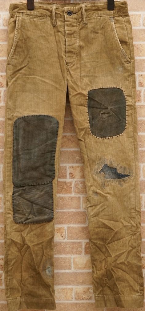 ダブルアールエル) RRL コーデュロイ ワークウェア パンツ リペア加工