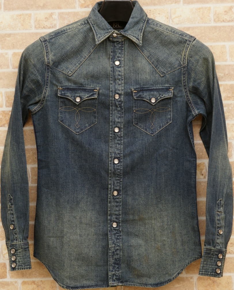 ダブルアールエル) RRL インディゴ バッファロー ウエスタン シャツ