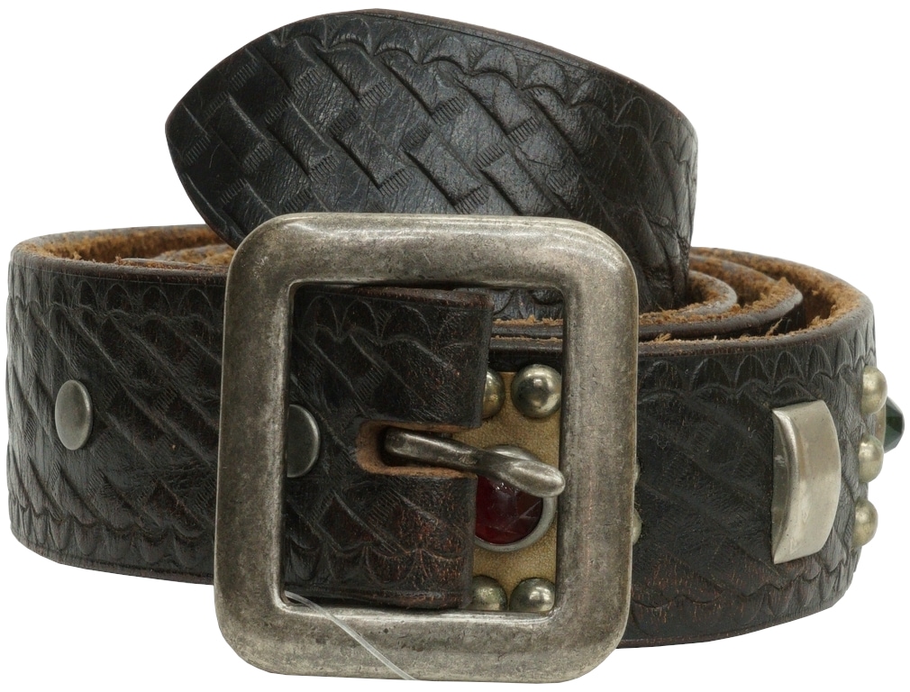 ダブルアールエル) RRL 旧作 イタリア製 レザー ベルト スタッズ 型