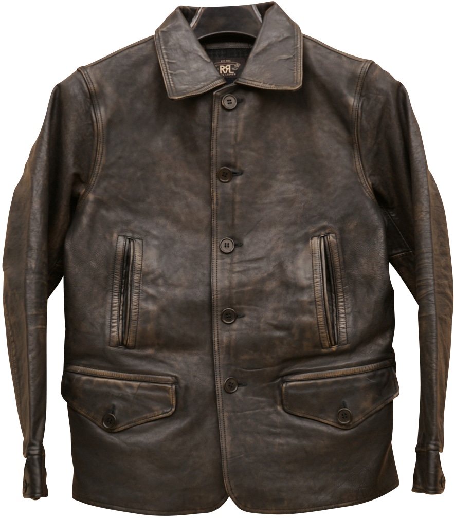 ダブルアールエル) RRL レザー カーコート ダークブラウン メンズ