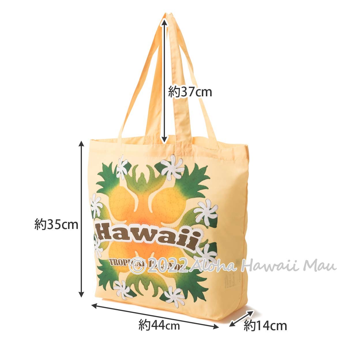 ハウオリキルティエコバッグ 折りたたみトートバッグ パイナップル