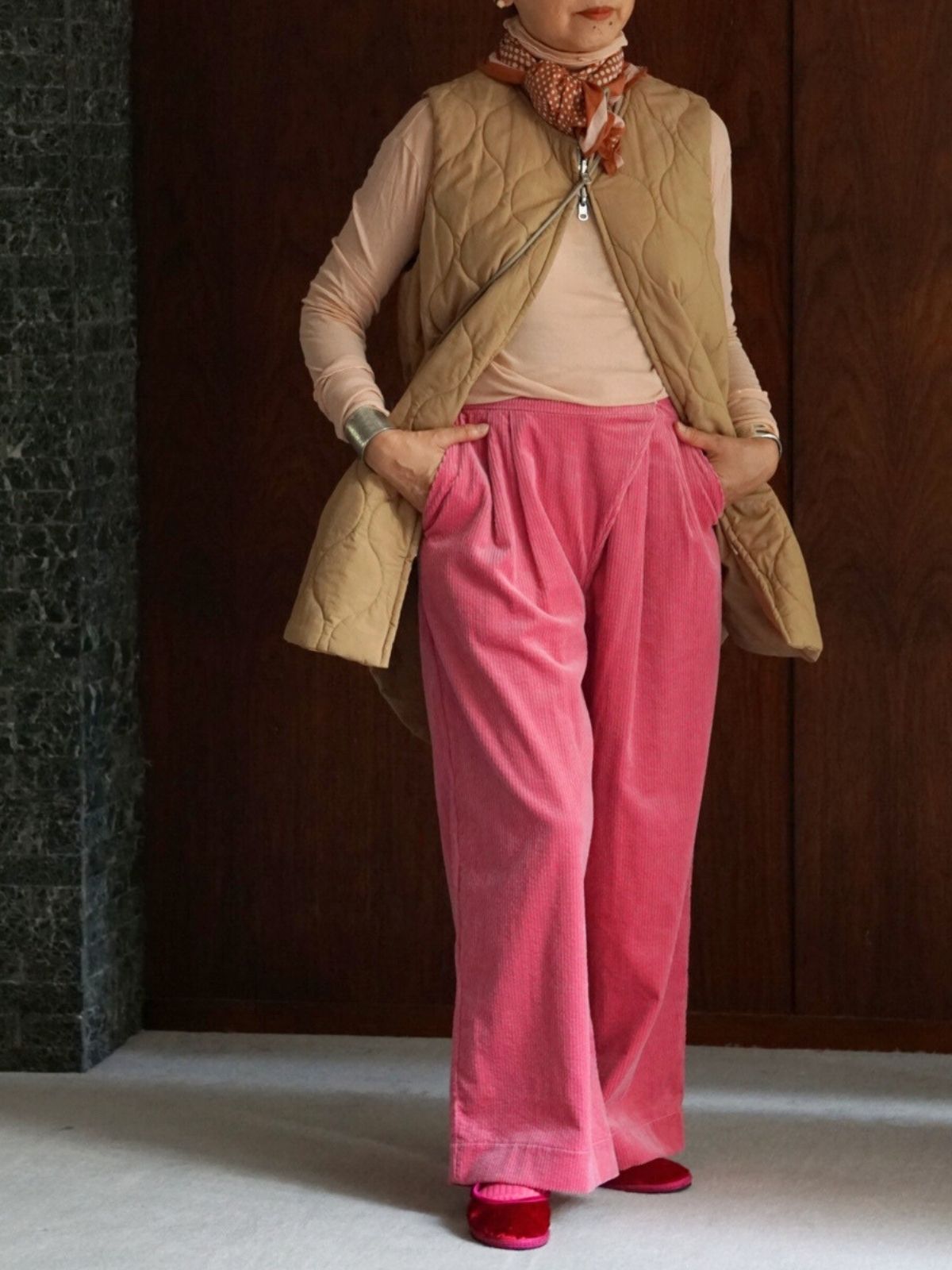 残りわずか】キルティングベスト ベージュ | OUTERS | ko by keiko