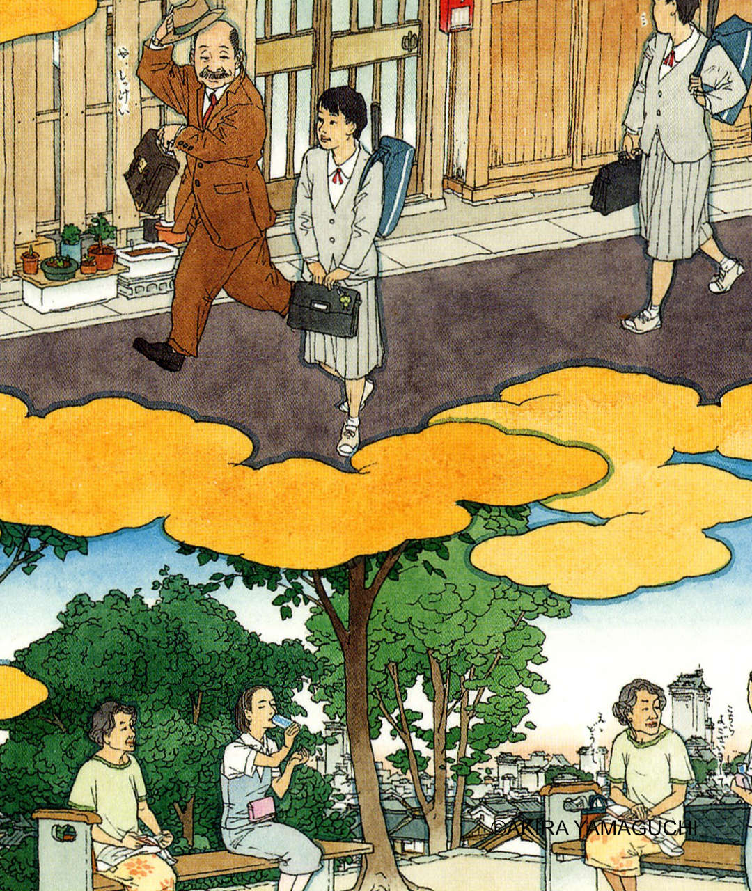 山口晃 A4額絵(ポスター) [感謝の目つき／束の間つきあい]｜ラムフロム