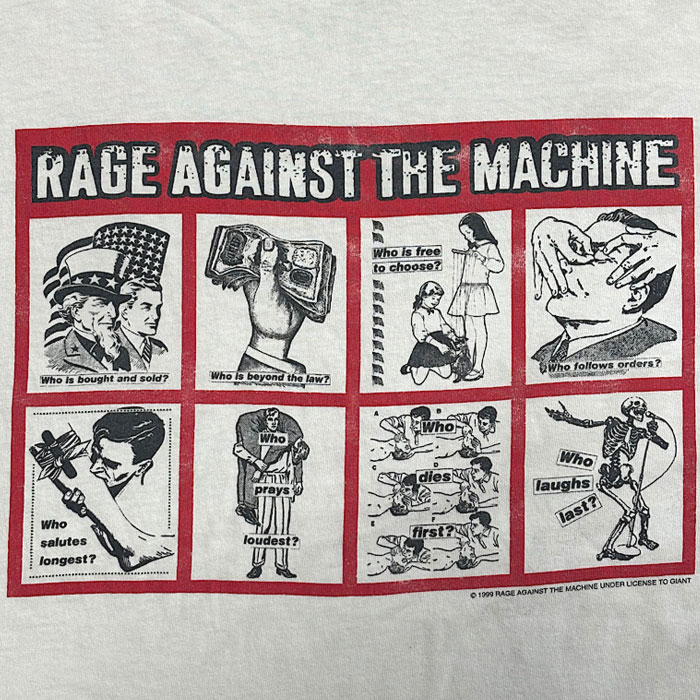 90's RAGE AGAINST THE MACHINE Barbara Kruger T-SHIRT WHITE/L 90