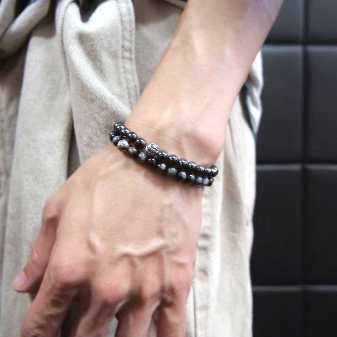 エンボスド ネスト ビード (S) イーグルアイ (6mm) ブレスレット