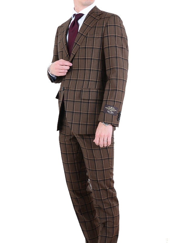 ≪WEB特価≫CANONICO/カノニコ/毛84％/モヘア16％/ブラウン/チェック