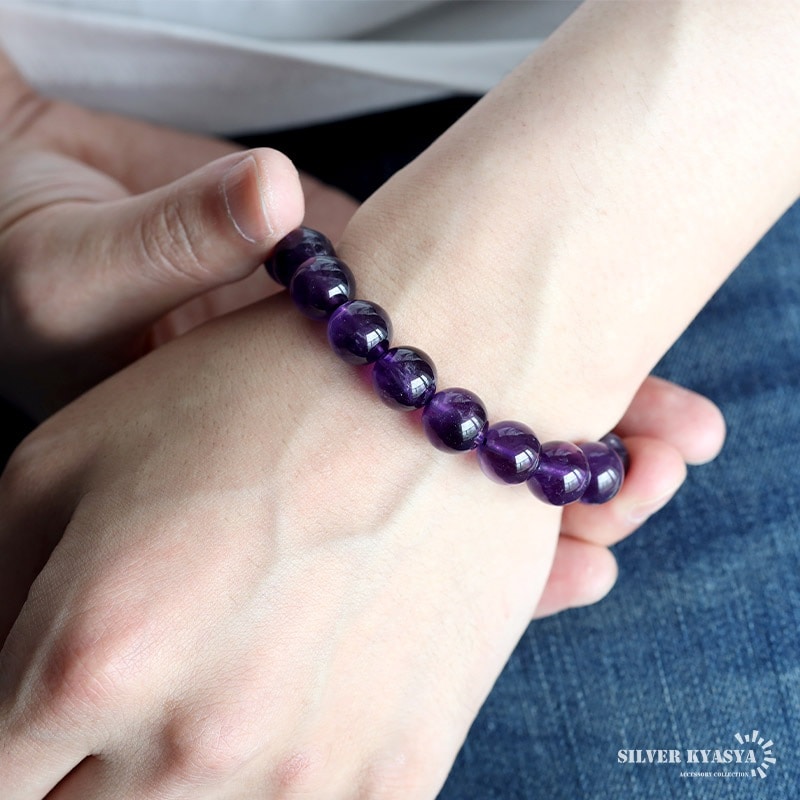 天然アメジストブレスレット 12mm [b876-12mm] | ブレスレット