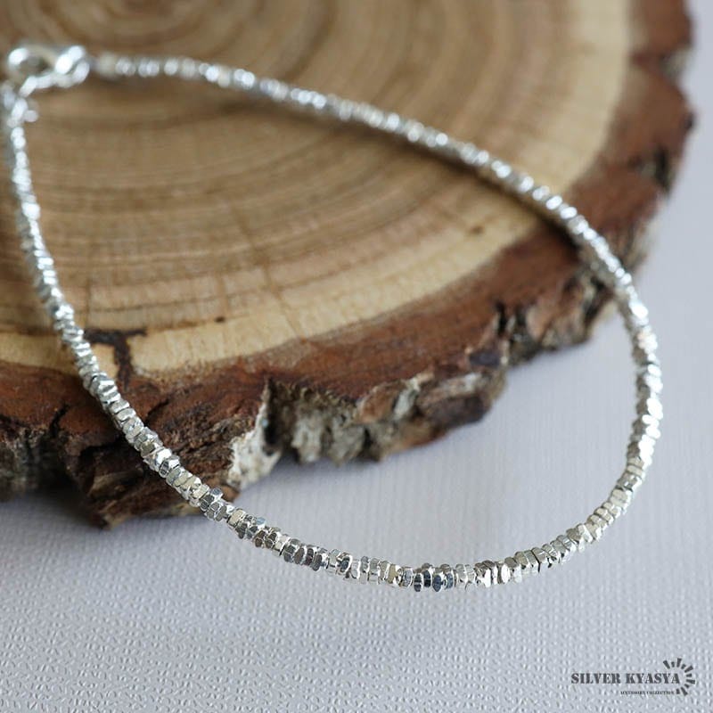 シルバー925 不揃いビーズブレスレット [cb123] | お洒落なレディース