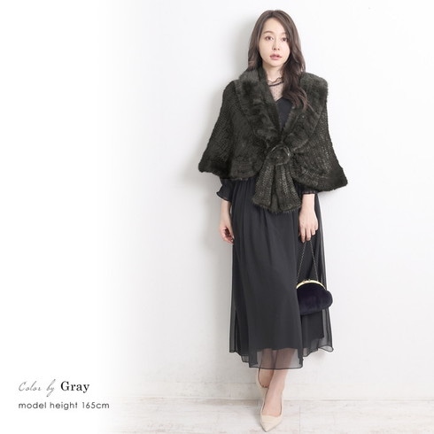 送料無料 ケープ ミンクファー リアルファー ボレロ○レディース