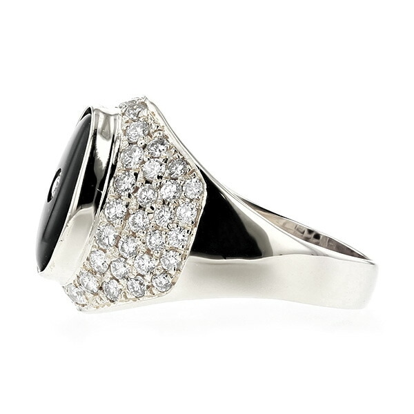 オニキス リング 脇石ダイヤモンド 1.48ct(Total) プラチナ エメット