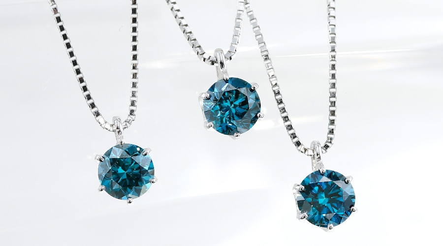 ブルーダイヤモンド ネックレス 一粒 0.5～0.6ct FANCY DEEP GREEN