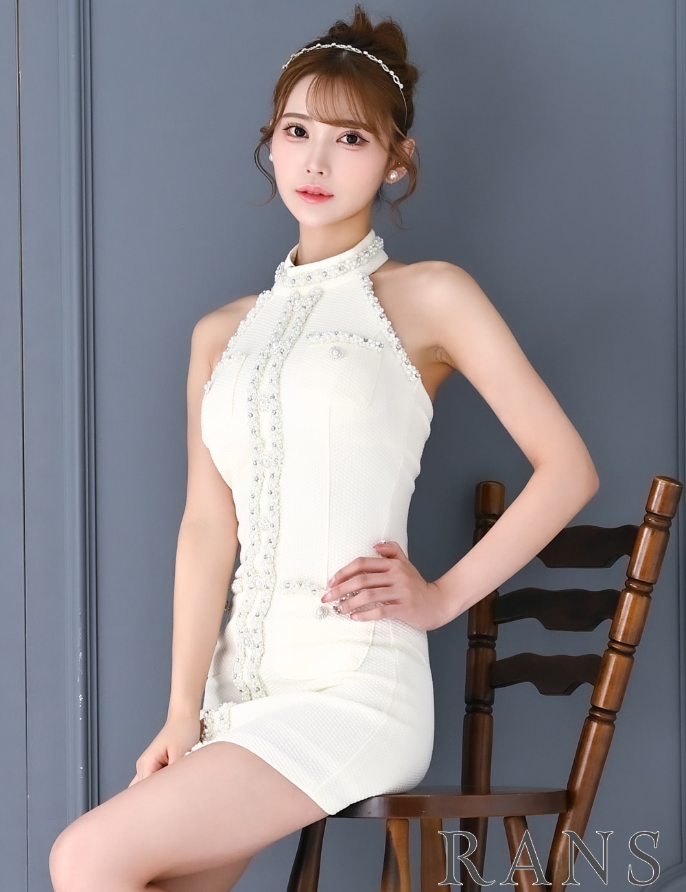 即納][instock]【RANS】ミニ/ドレス/ワンピース/タイト/ホワイト