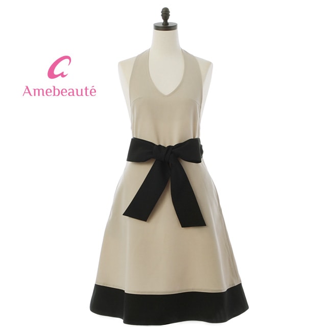 Mサイズ】エレガントベージュ＆ブラックローブエプロン ARB02