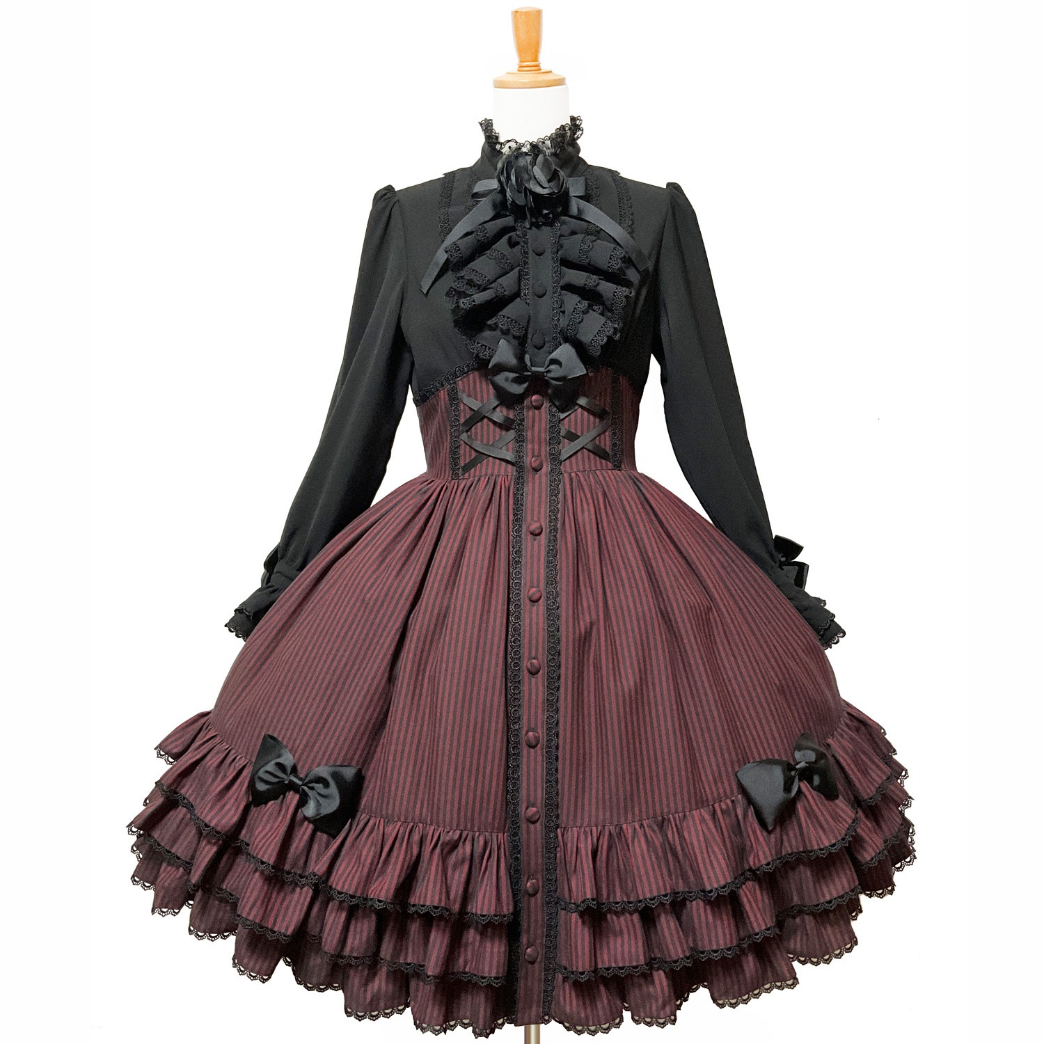最新作】黒薔薇ノクターン｜コサージュ付きクラシカルワンピース