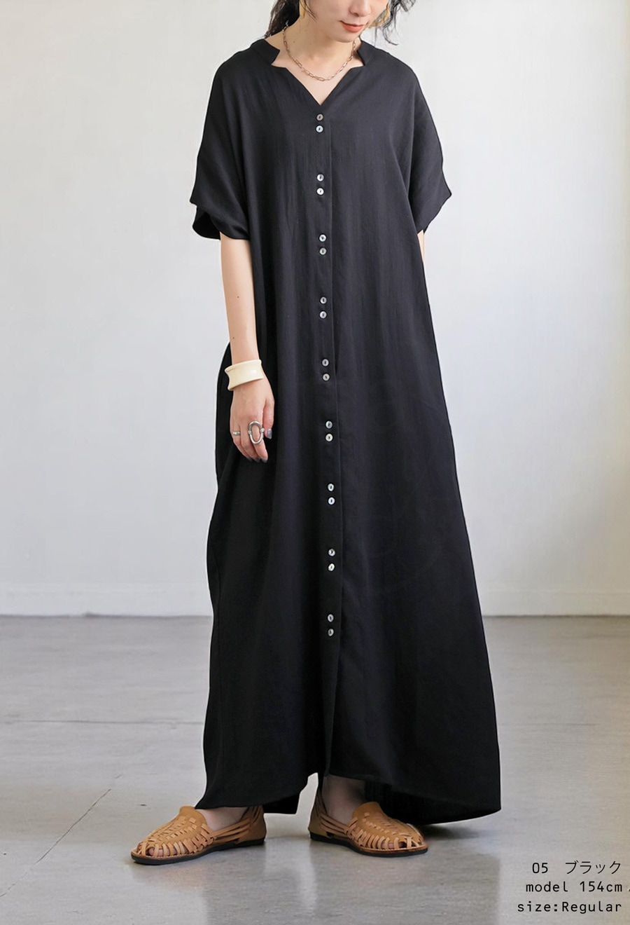 リネンタッチ ダブルボタンワンピース レディース 送料無料・再入荷