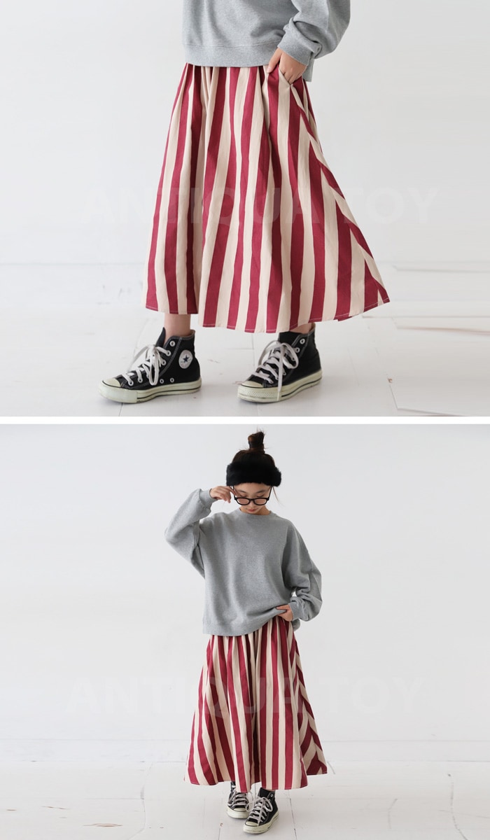 スカート ストライプ 子供服 ロングスカート ボトムス ジュニア・再