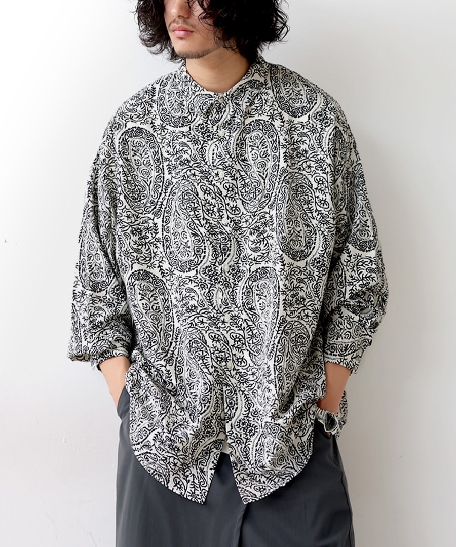 シャツ メンズ トップス 長袖 ペイズリー柄 柄 送料無料・再販。(500