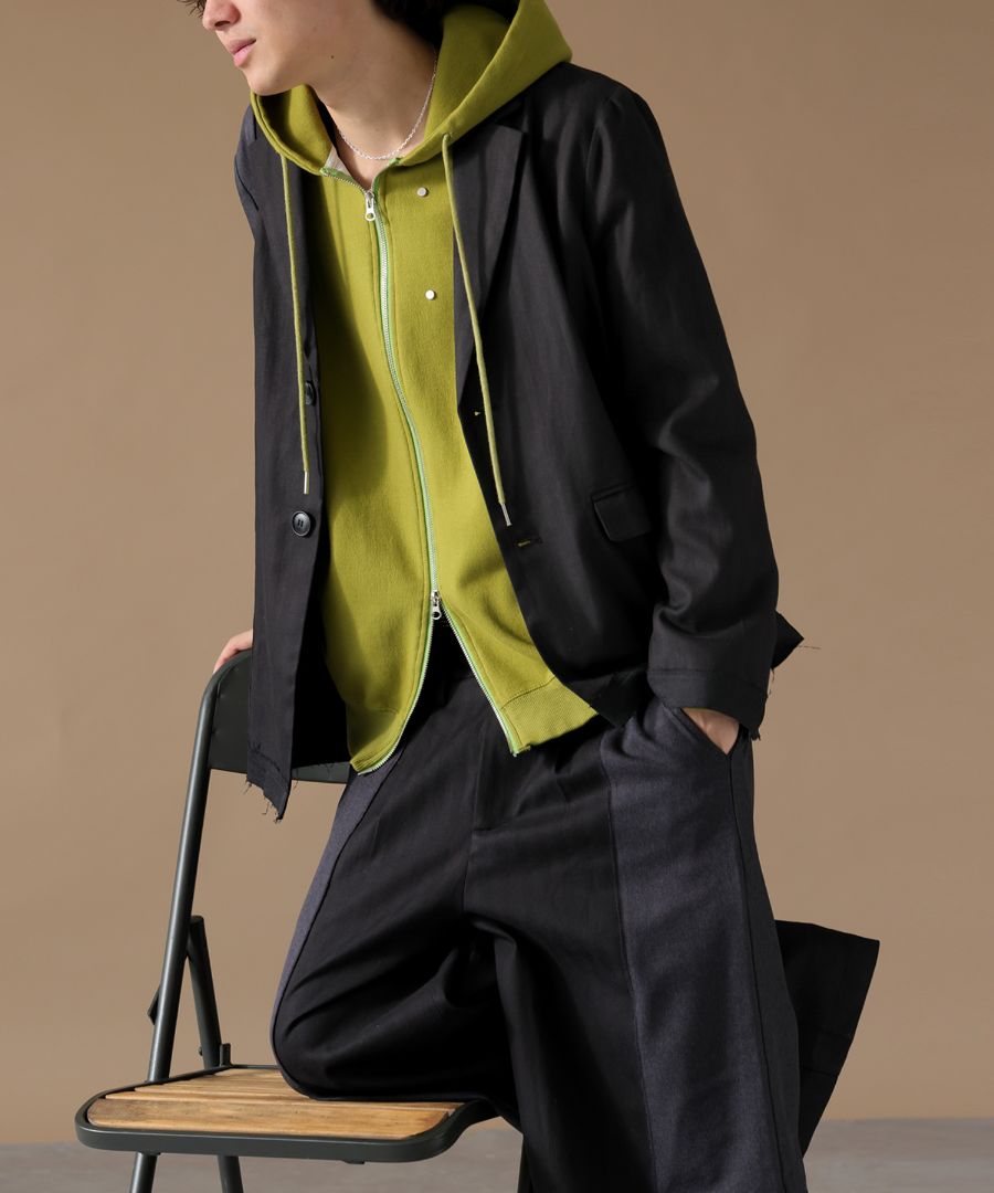 ダブルジップ フーディ パーカー ユニセックス 長袖 送料無料・メール