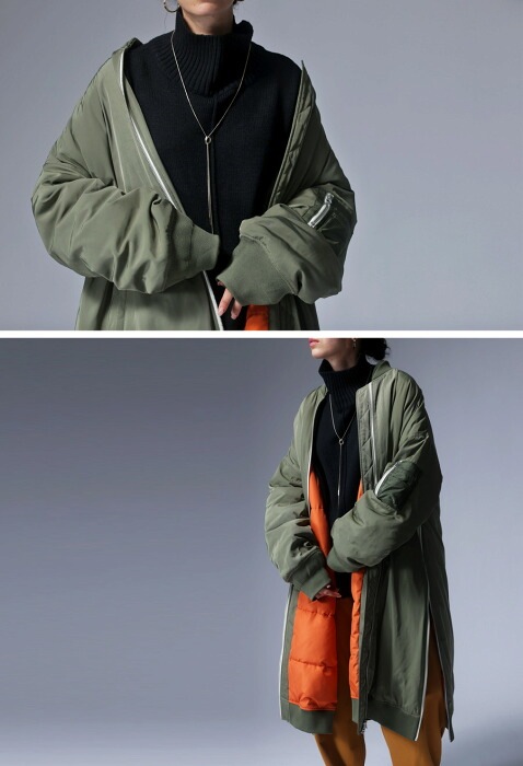 ダウンのような暖かさ MA-1 ロングコート レディース 送料無料・再再販