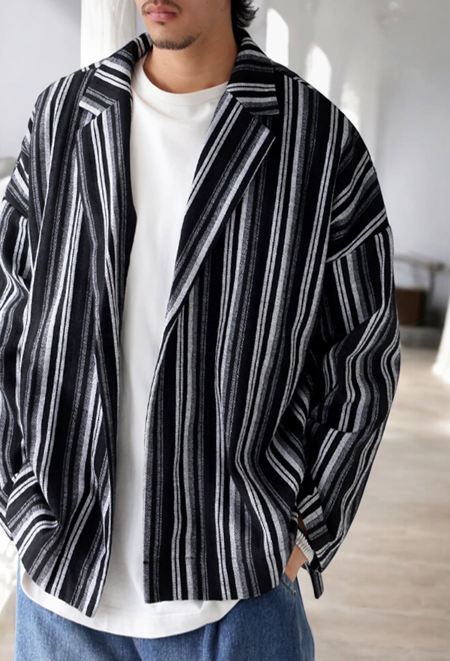 ストライプ柄ジャケット ジャケット メンズ 送料無料・メール便不可