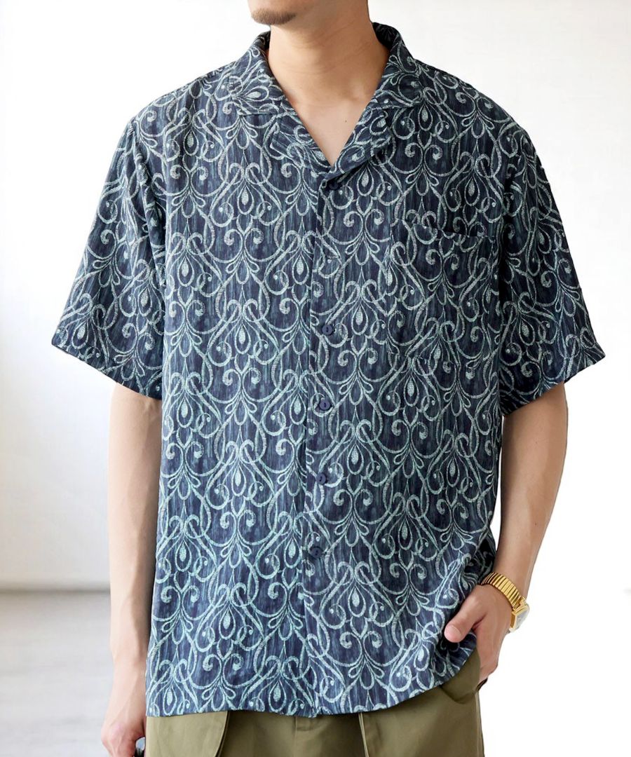 アート柄シャツ メンズ シャツ トップス 半袖 送料無料・(80)メール便