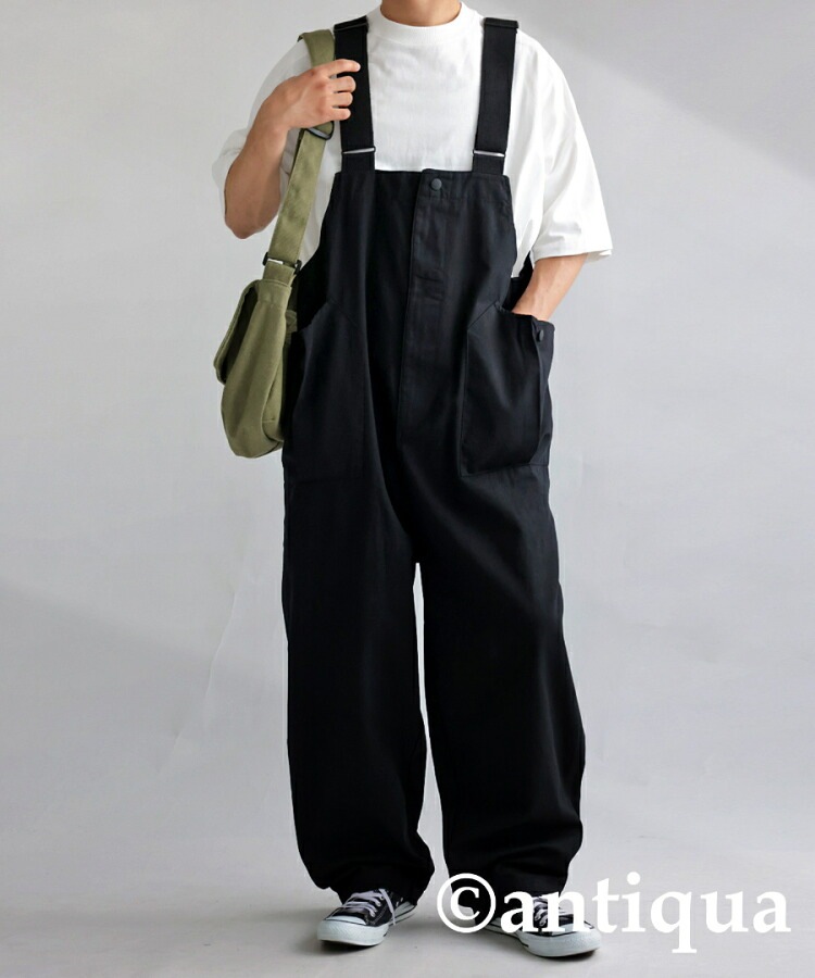 サロペット メンズ ロング ボトムス 無地 ゆったり 送料無料・再入荷