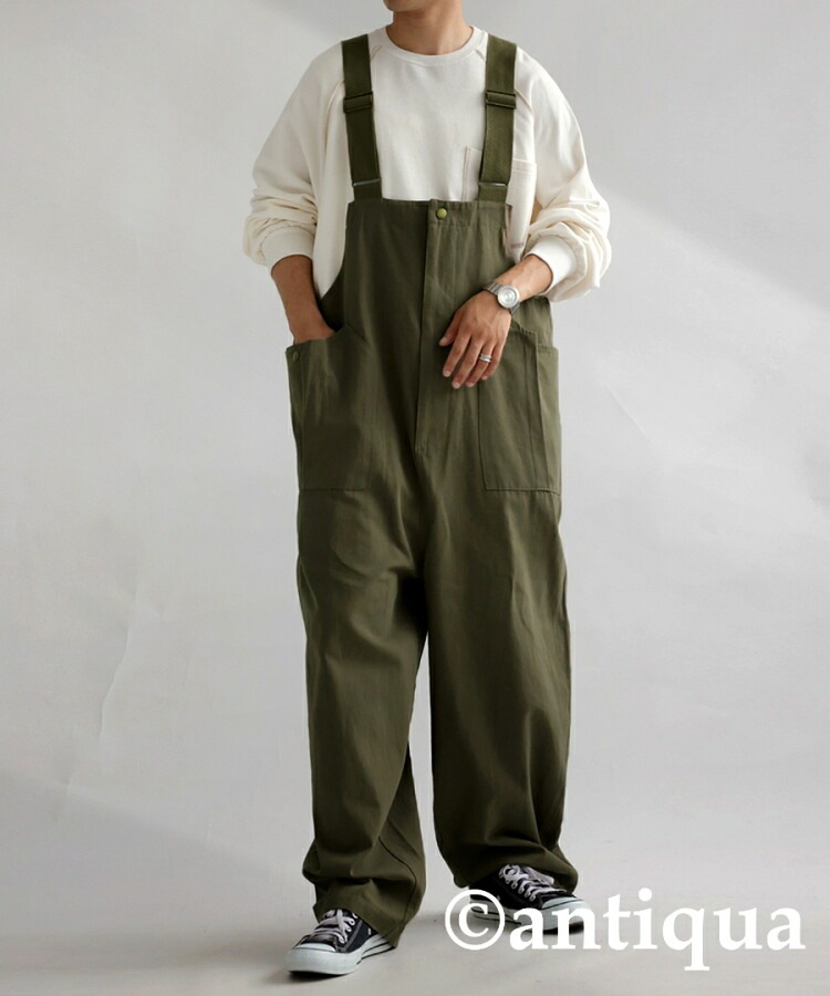 サロペット メンズ ロング ボトムス 無地 ゆったり 送料無料・再入荷