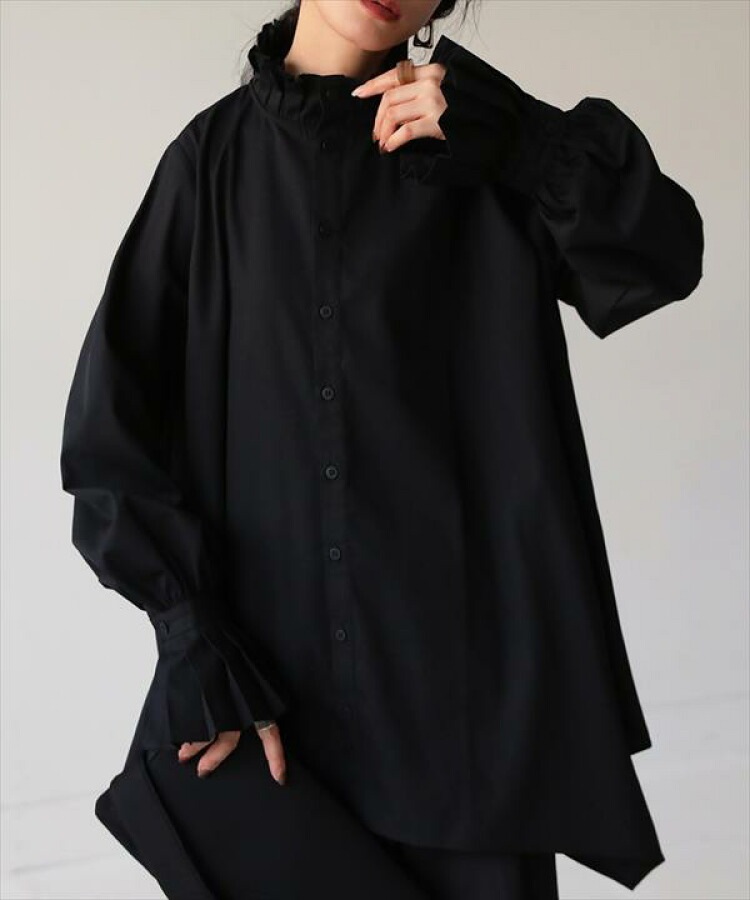 プリーツハイネックシャツ ブラウス レディース 送料無料・再販