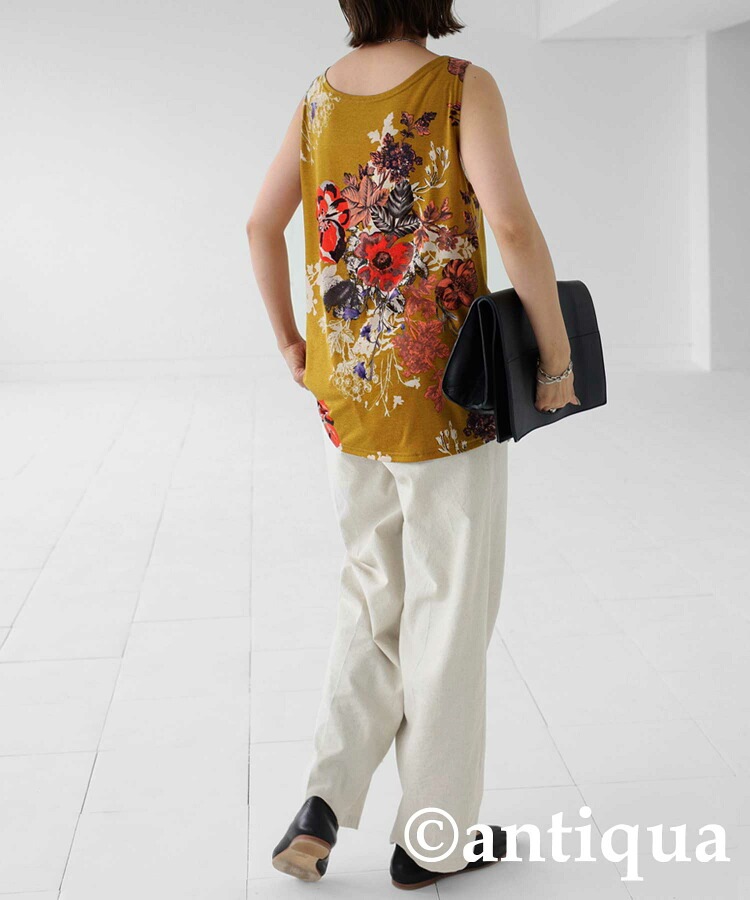 花柄デザインタンク タンクトップ レディース トップス 花柄・(30