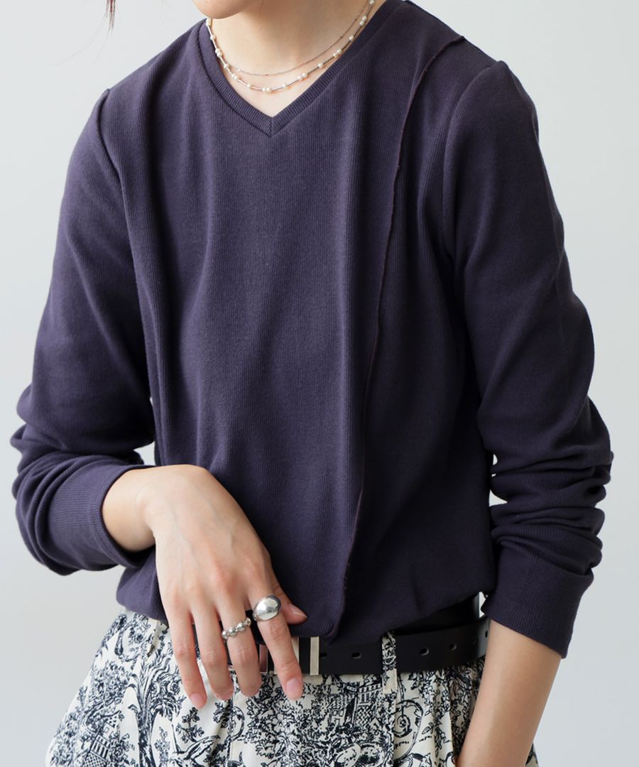 シュッと美 メロウデザイン トップス レディース 長袖 ロンT・(100