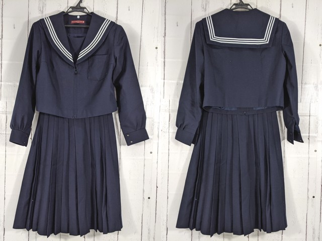 T2443 愛知県 本城中学校 冬服セーラー服+冬服スカート/yt5020【8XKE