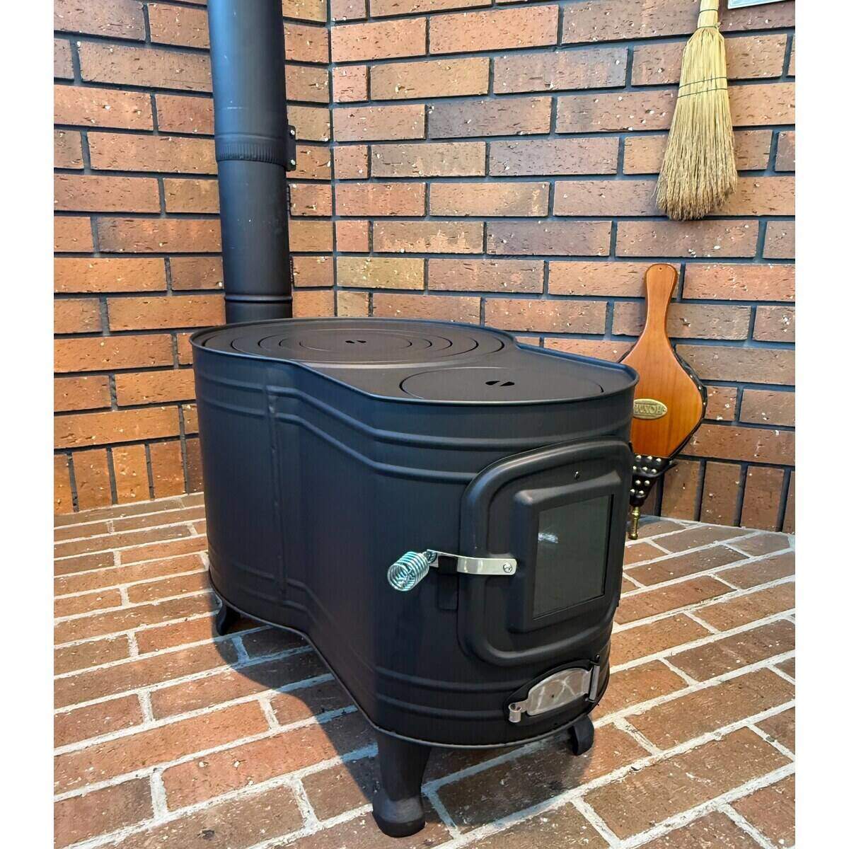 送料無料】ホンマ製作所 薪ストーブ ステンレス黒耐熱 窓付 時計型 ASW