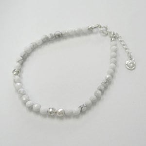 NO.5】 SV カットビーズ付 マグネサイト ブレスレット （ レディース