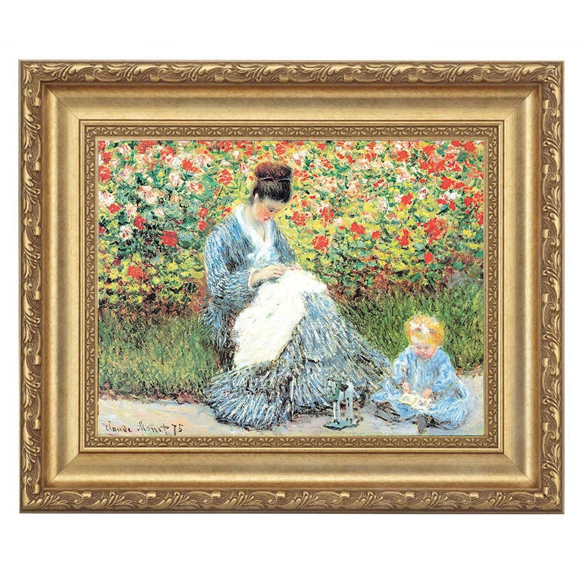 カミーユ・モネと子供』 モネ 4号 立体複製名画 額装付 印象派 写実