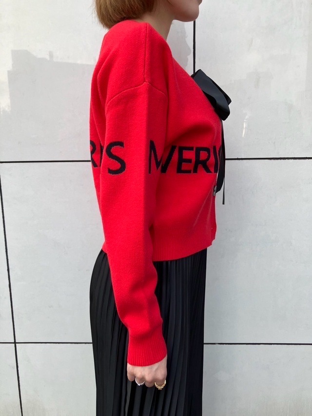 MAISON MAVERICK PRESENTS リボン付き 胸ブランドロゴ カーディガン