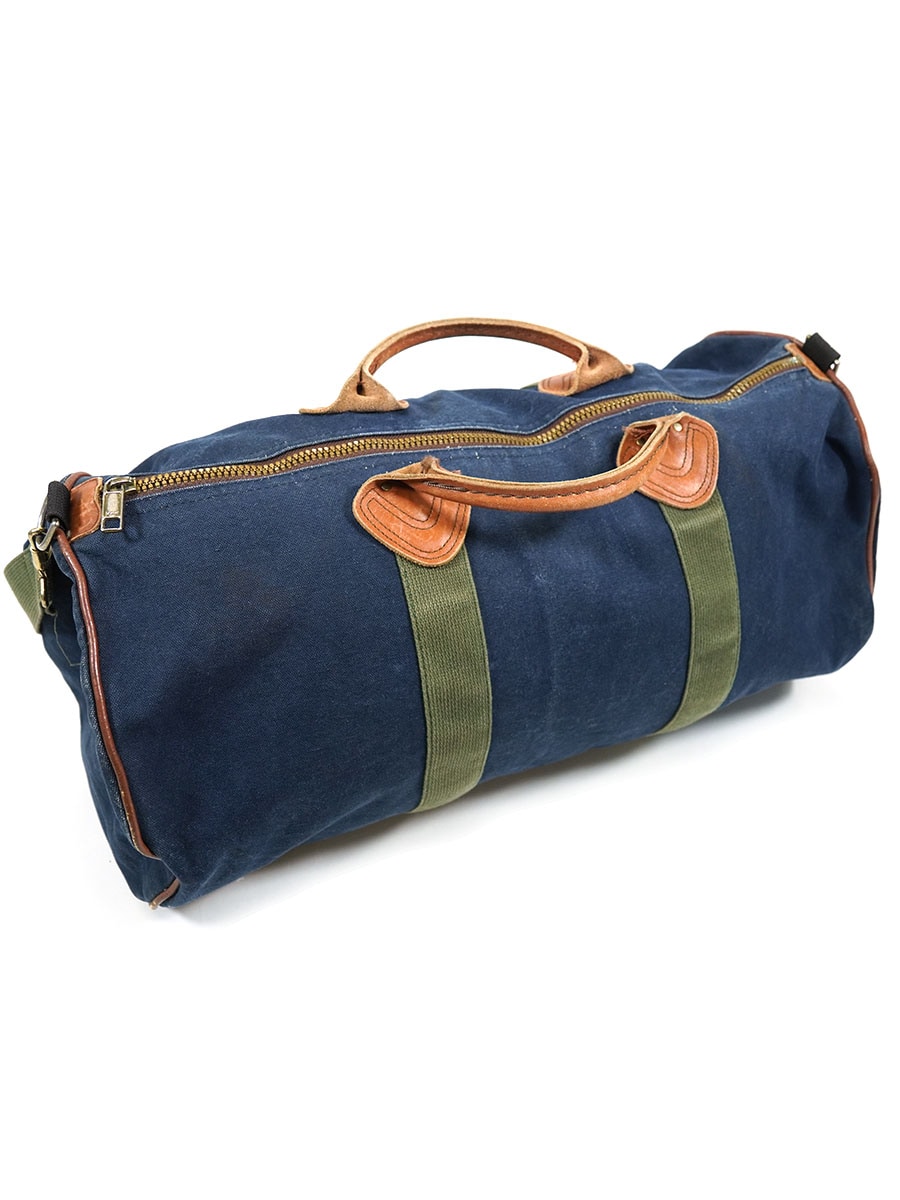 80's～ L.L.BEAN キャンバス ボストンバッグ ネイビーxオリーブ
