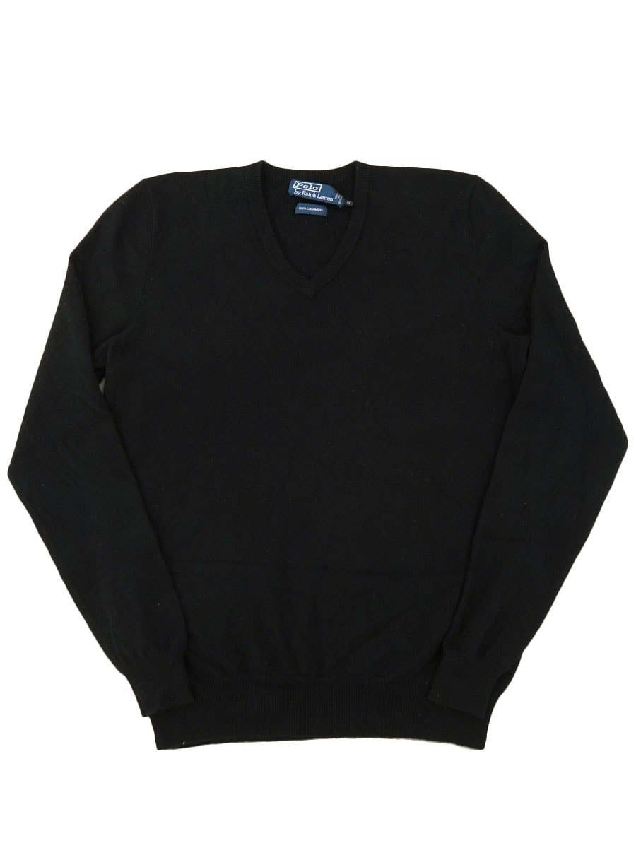 ラルフローレン Vネック カシミアニット オールブラック 表記(S