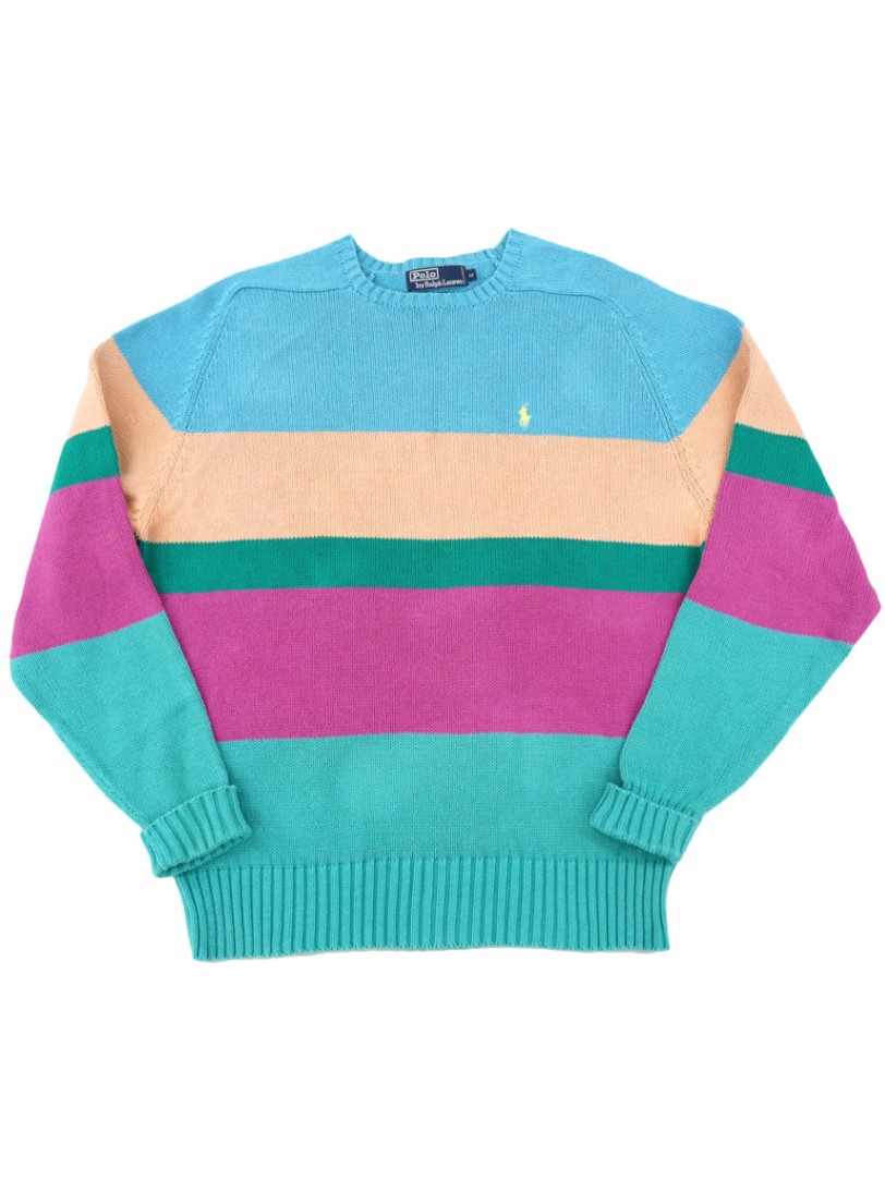ラルフローレン マルチカラー ワイドボーダー コットンセーター 表記(M