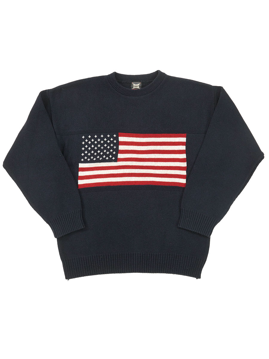 90's RETRIEVER 星条旗柄 コットンニットセーター ネイビー 表記(M