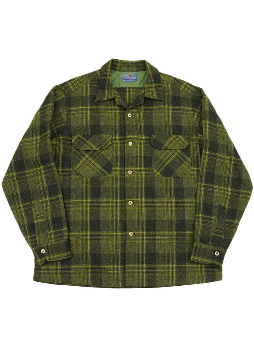 70's ペンドルトン グリーン好配色チェック ボードシャツ 表記(L) USA