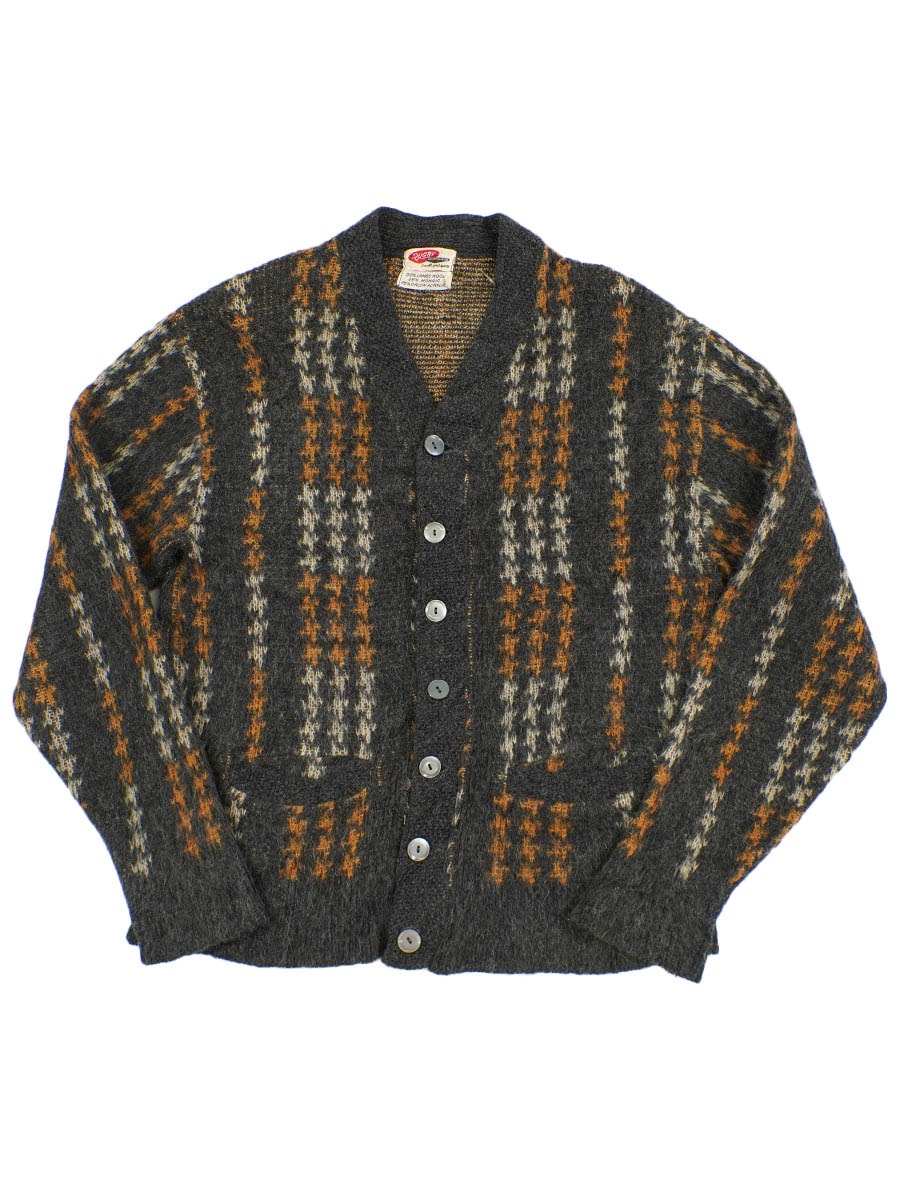 60's RUGBY SPORTSWEAR 総柄 ウールモヘアカーディガン 表記(M