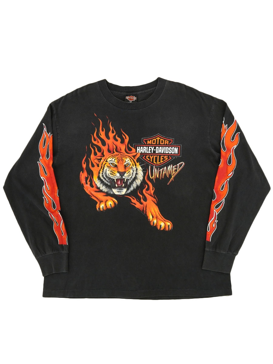 90's H-D ハーレーダヴィッドソン タイガーフレイム 両面・両袖
